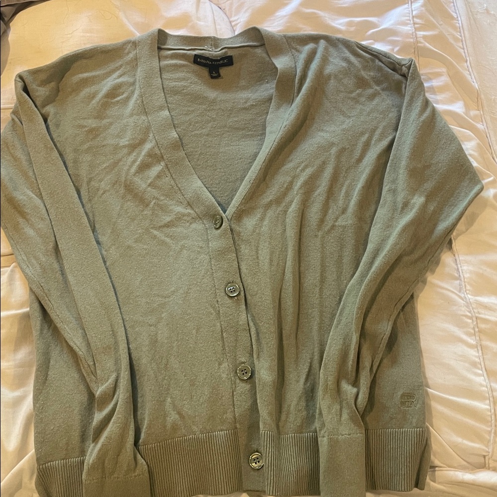Banana Republic Sage Green Button-Up Cardigan